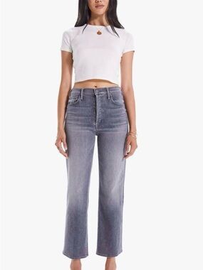 Mother The Rambler Gray High Rise Button Fly Wide Leg Jeans 30